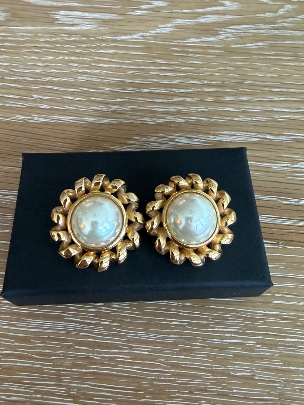 Dior Gold-Tone Braided Pearl Center Clip-On Earrings